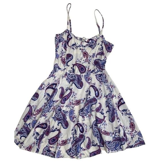 Cotton On Dresses & Skirts - Cotton‎ On White Blue Paisley Smocked Fit & Flare Dress Sz XS